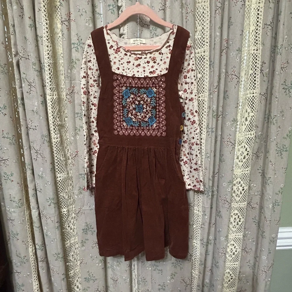 Matilda Jane Just Imagine Arya Micro Cord Jumper Dress & Lettuce Hem Top Set‎ 8